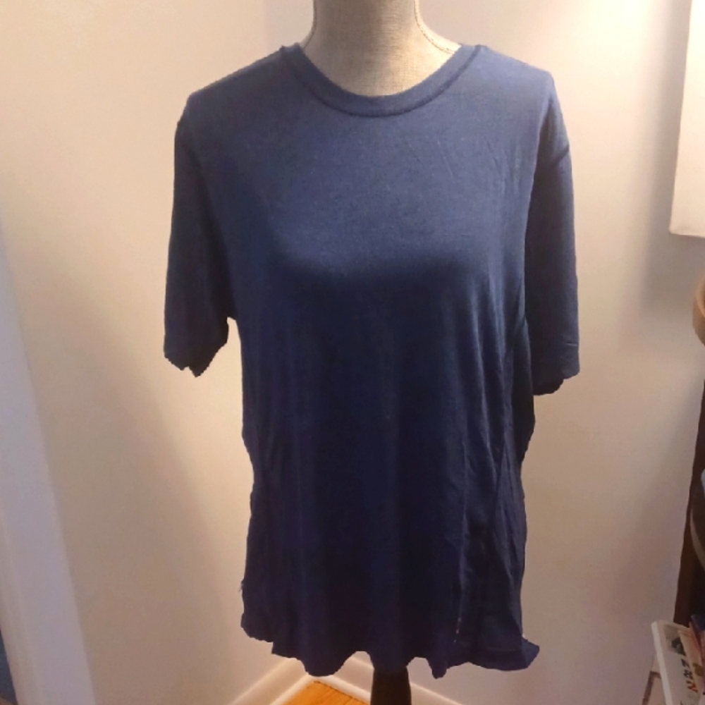 ON Cloud XL Athletic SS Tee Zippered Side Pockets Charcoal Gray EUC - Picture 2 of 4